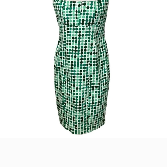 CALVIN KLEIN GREEN POLKA DOT SHEATH DRESS SLEEVELESS, BACK ZIPPER, SIZE 12 - Picture 7 of 8